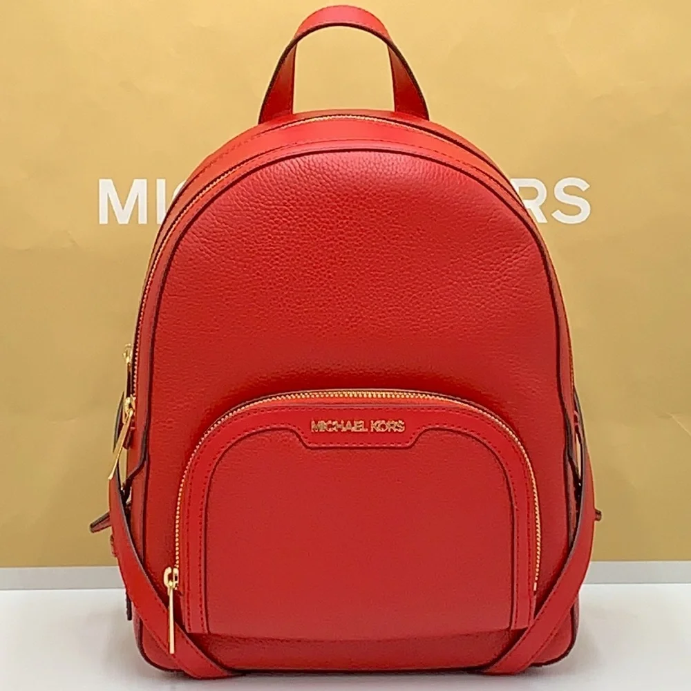 MICHAEL KORS JAYCEE MEDIUM ZIP POCKET BACKPACK COLOR: Bright Red NWT